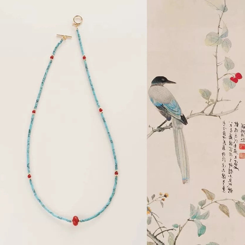 Oriensgems Designer Style Turquoise Health and Power Blessing Necklace
